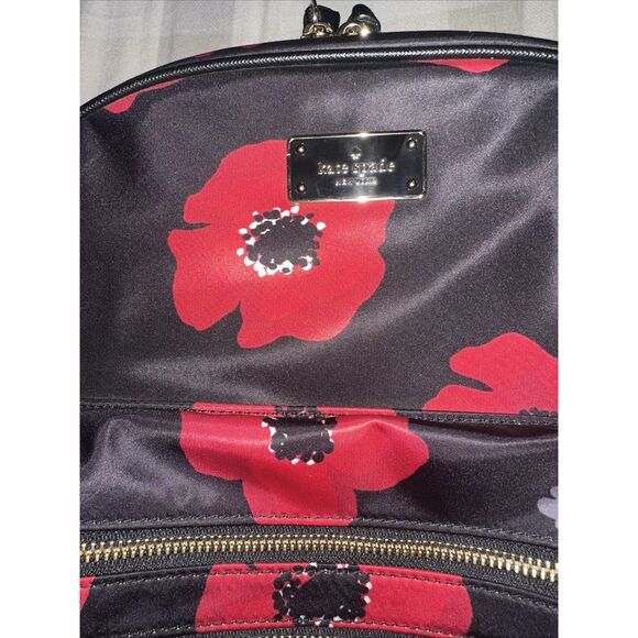 Kate Spade Black and Red Floral Backpack - Picture 6 of 16
